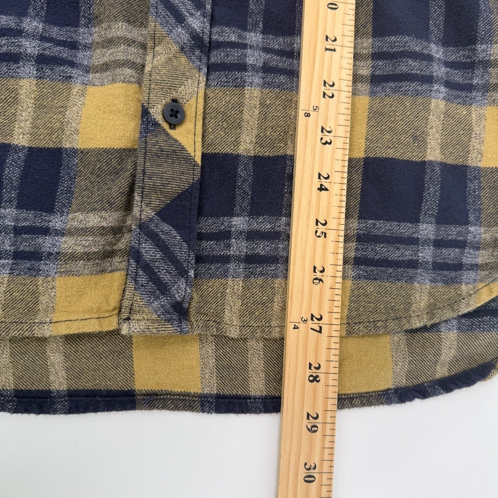 Vans Shirt Men Medium Yellow Blue Plaid Flannel Long Sleeve Button Up Cotton - Picture 11 of 12